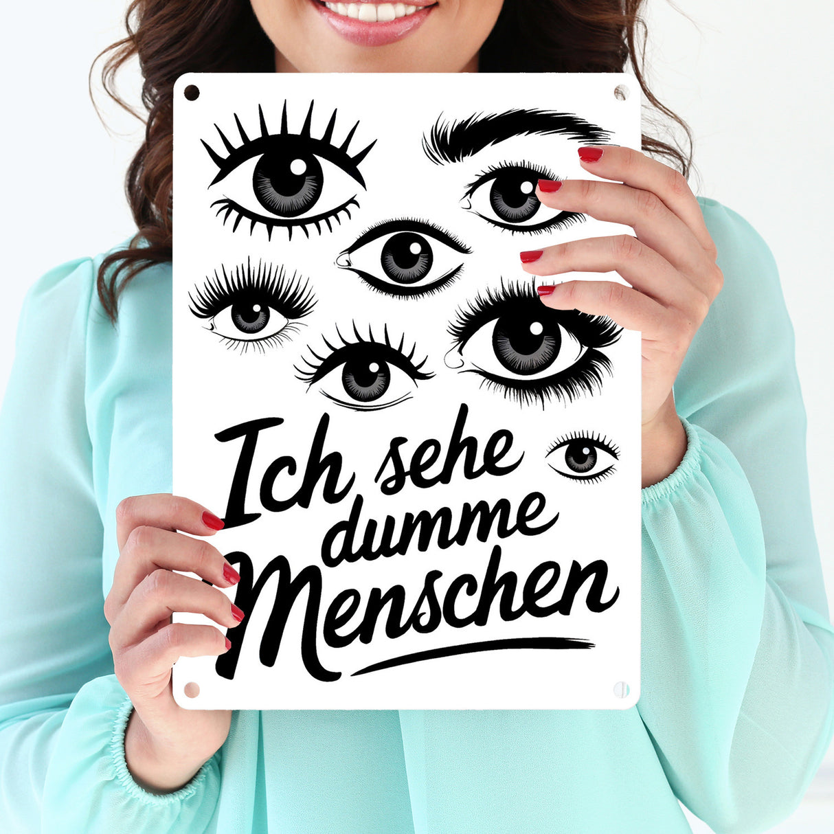 Ich sehe dumme Menschen Metallschild in 15x20 cm Augen Design