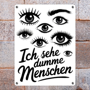 Ich sehe dumme Menschen Metallschild in 15x20 cm Augen Design