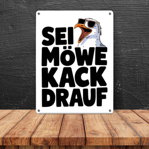Möwe Sonnenbrille kack drauf Metallschild in 15x20 cm für Möwenfans