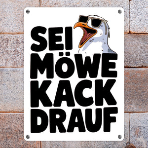 Möwe Sonnenbrille kack drauf Metallschild in 15x20 cm für Möwenfans
