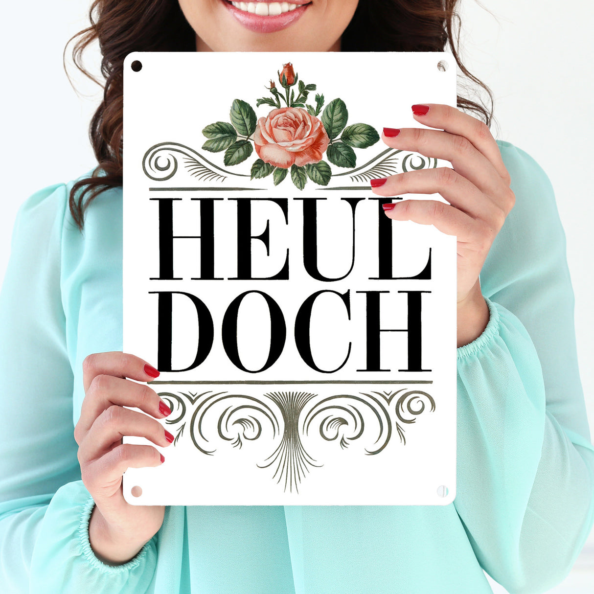 Heul doch Rose Metallschild in 15x20 cm Rosendekor