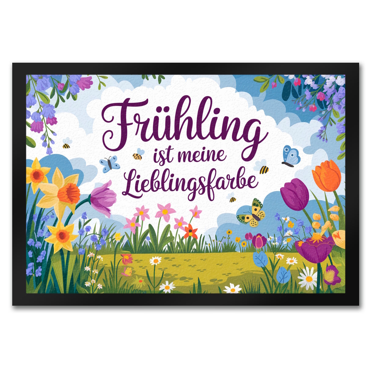 Frühlingswiese Fußmatte in 35x50 cm - Frühling ist meine Lieblingsfarbe