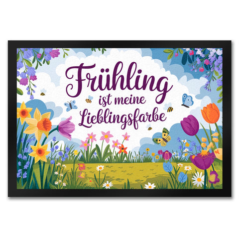 Frühlingswiese Fußmatte in 35x50 cm - Frühling ist meine Lieblingsfarbe