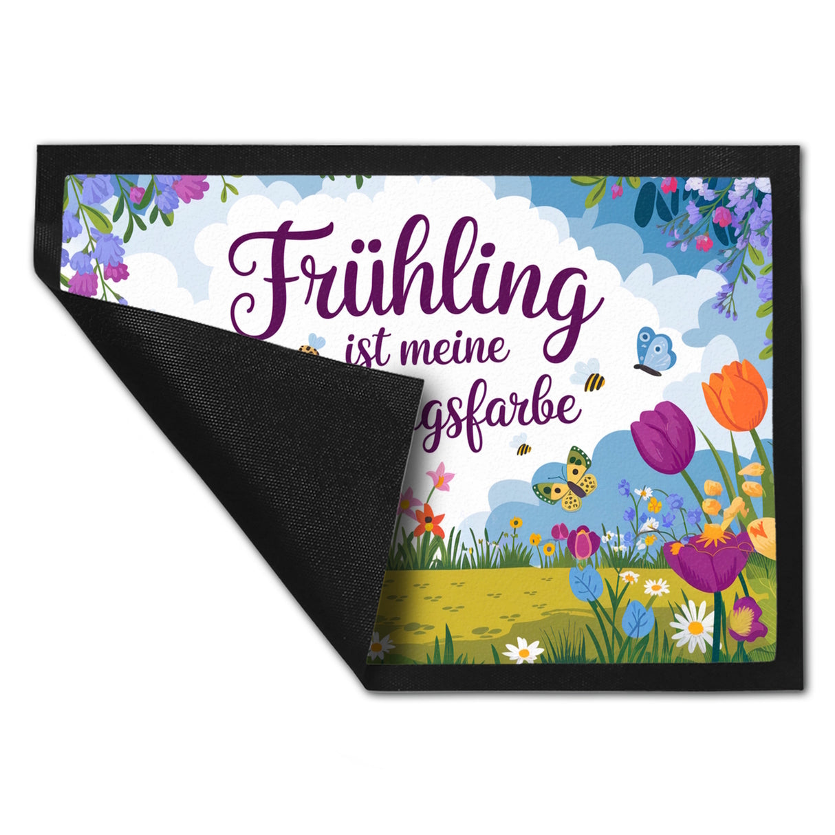 Frühlingswiese Fußmatte in 35x50 cm - Frühling ist meine Lieblingsfarbe
