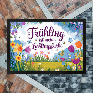 Frühlingswiese Fußmatte in 35x50 cm - Frühling ist meine Lieblingsfarbe
