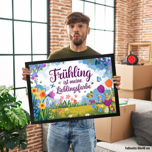Frühlingswiese Fußmatte in 35x50 cm - Frühling ist meine Lieblingsfarbe