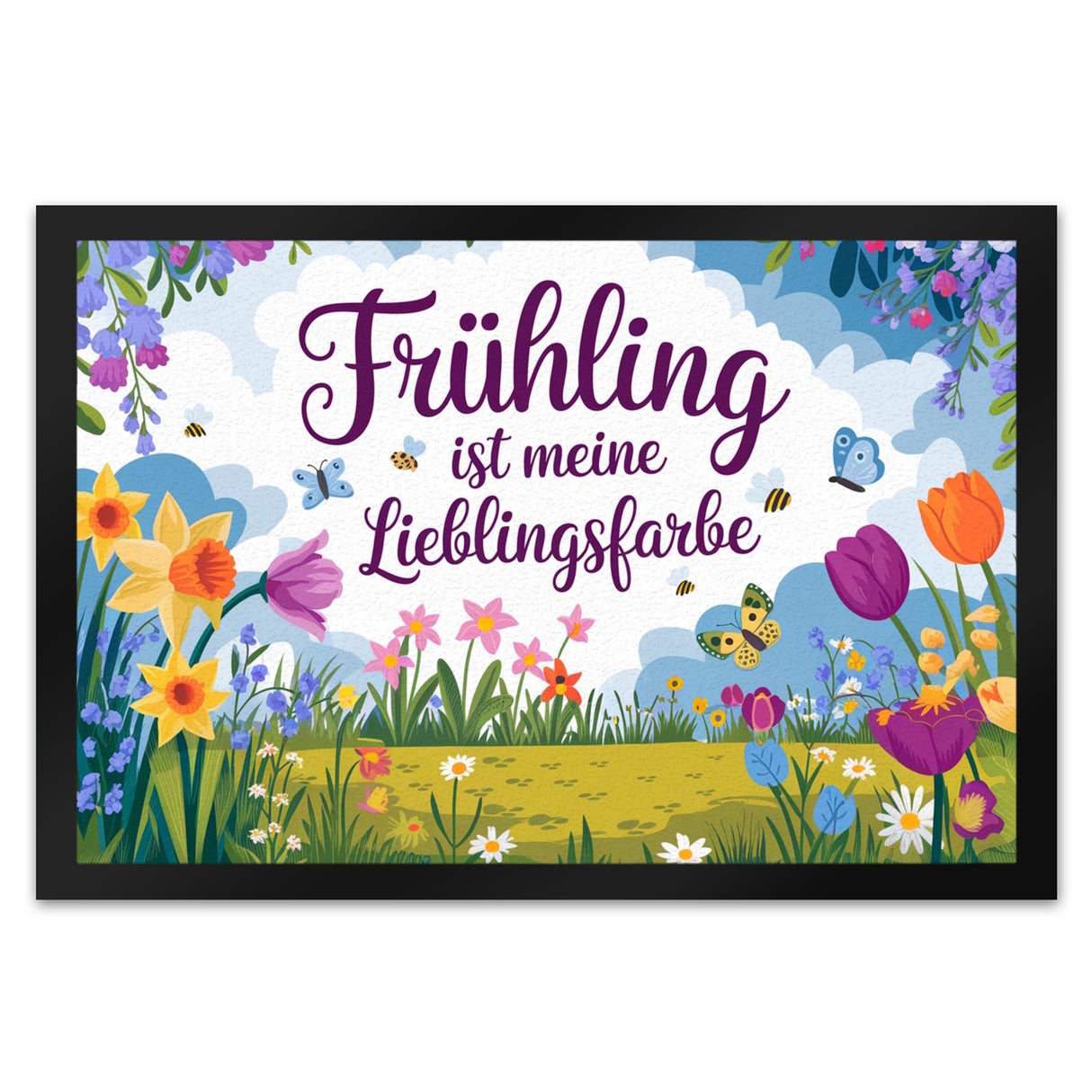 Frühlingswiese Fußmatte in 35x50 cm - Frühling ist meine Lieblingsfarbe