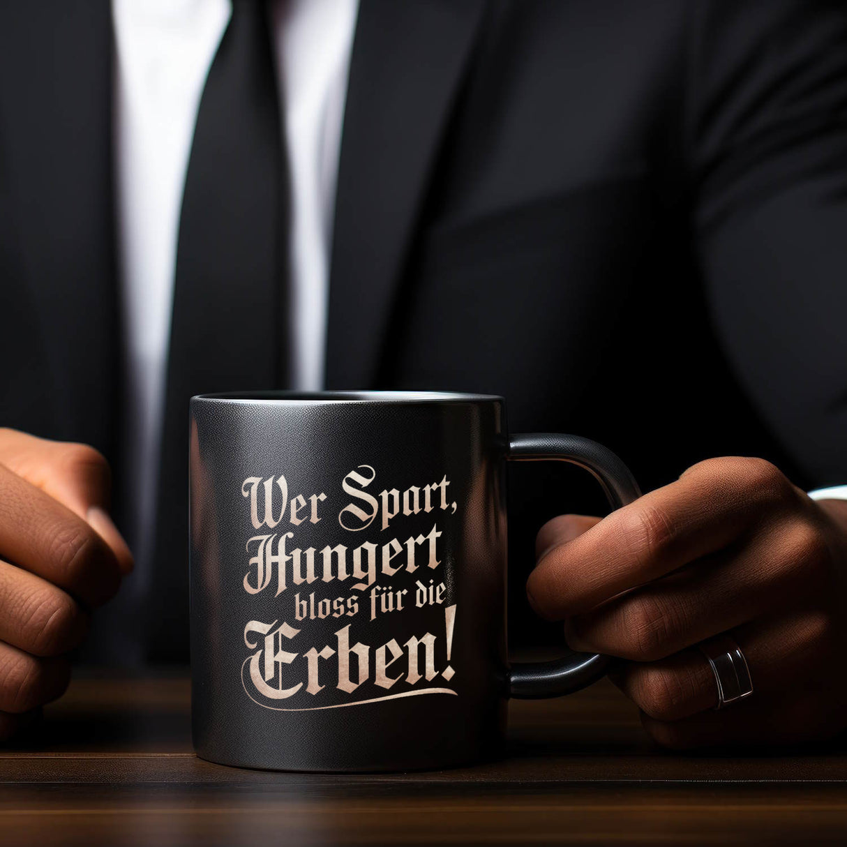 Wer spart, hungert bloss für die Erben Tasse