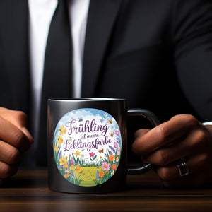 Frühlingswiese Tasse - Frühling ist meine Lieblingsfarbe