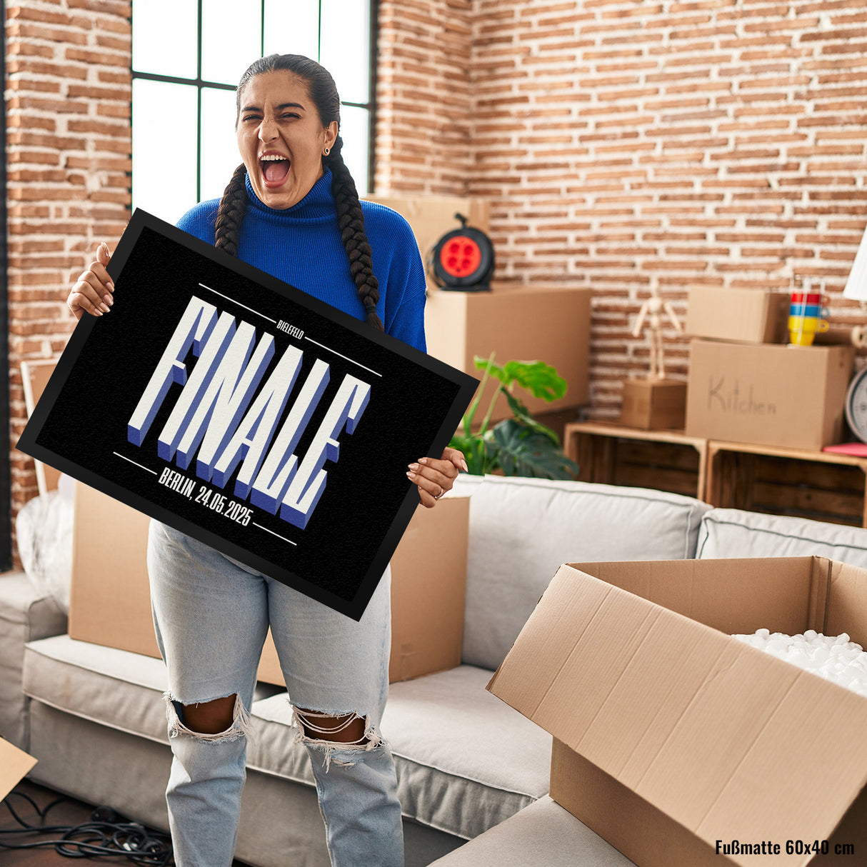 FINALE 2025 Bielefeld Fußmatte in 35x50 cm für das Pokalfinale in Berlin
