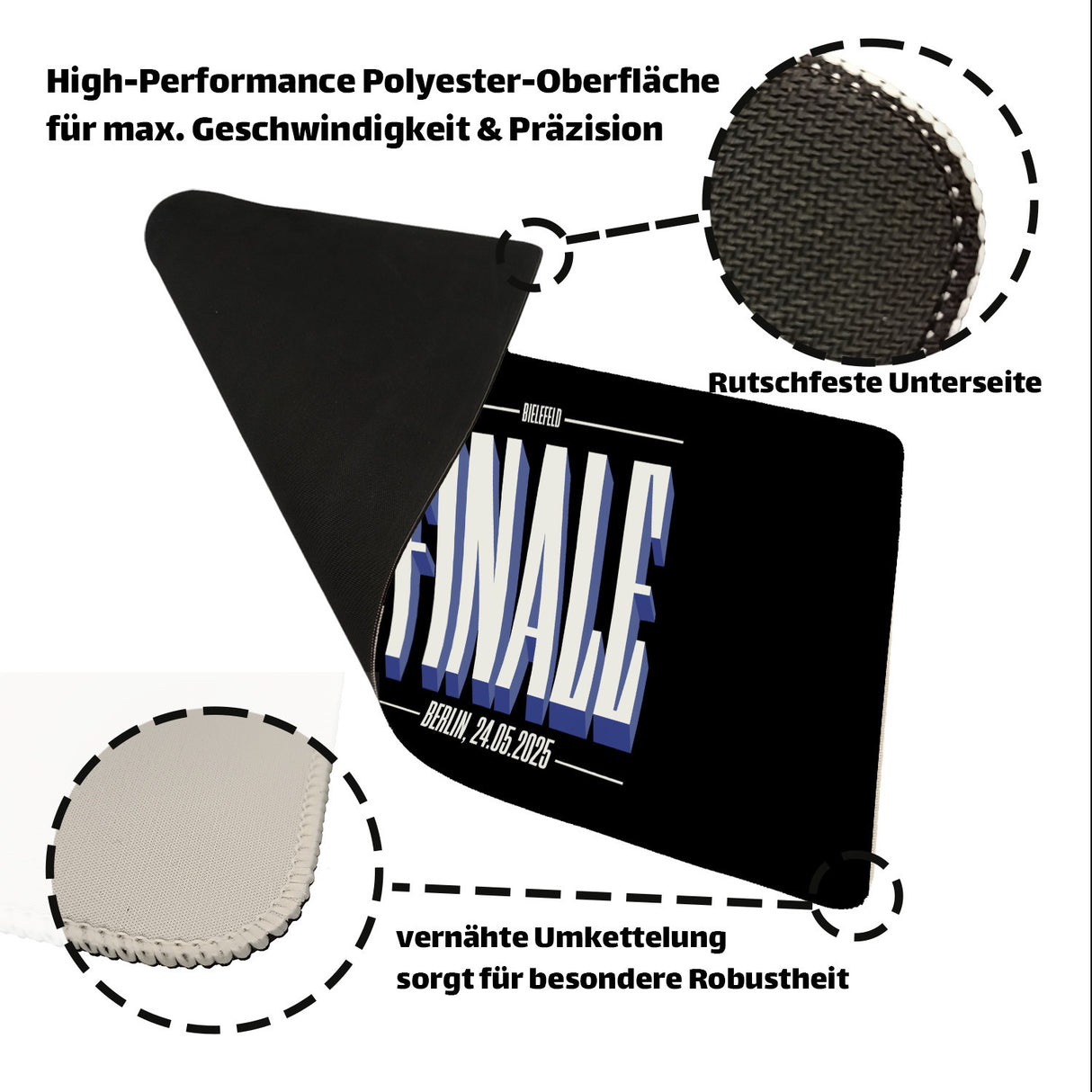 FINALE 2025 Bielefeld Schreibtischunterlage 69x31cm XXL Mauspad für das Pokalfinale in Berlin