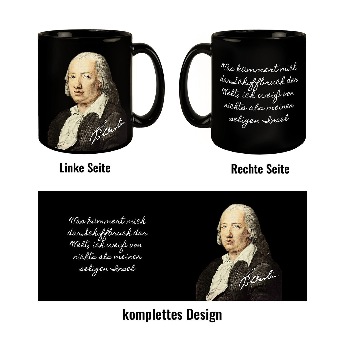 Hölderlin Tübingen Portrait Tasse - Was kümmert mich