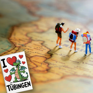 I love Tübingen grüner Drache Souvenir Souvenir Magnet