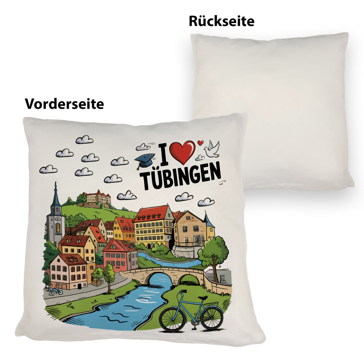 I love Tübingen Kissen mit Sehenswürdigkeiten