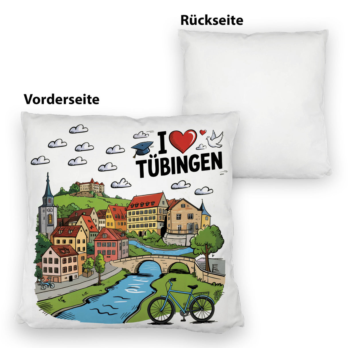 I love Tübingen Kissen mit Sehenswürdigkeiten