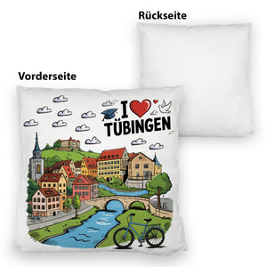 I love Tübingen Kissen mit Sehenswürdigkeiten