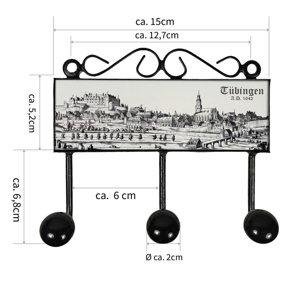 Tübingen 1642 Kleiderhaken Leiste mit 3 Haken