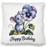 Maus mit Stiefmütterchen Kissen HAPPY BIRTHDAY