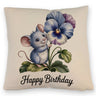Maus mit Stiefmütterchen Kissen HAPPY BIRTHDAY