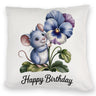 Maus mit Stiefmütterchen Kissen HAPPY BIRTHDAY