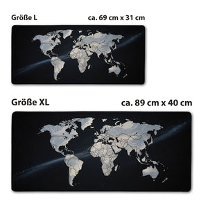 Weltkarte Sternenhimmel Schreibtischunterlage 69x31cm XXL Mauspad für Geographiefans