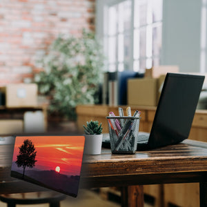 Sonnenuntergang Schreibtischunterlage 69x31cm XXL Mauspad mit Baum
