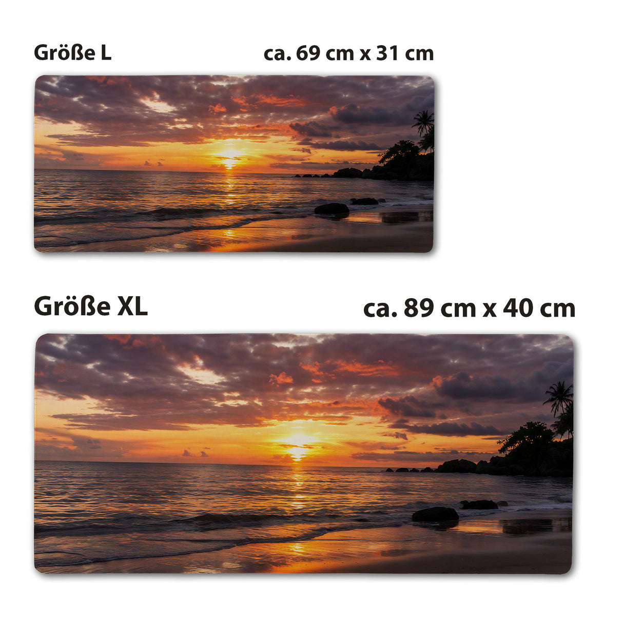 Sonnenuntergang am Meer Schreibtischunterlage 69x31cm XXL Mauspad