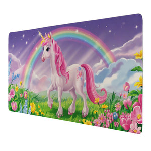 Einhorn in Fantasielandschaft Schreibtischunterlage 69x31cm XXL Mauspad für Einhorn-Fans