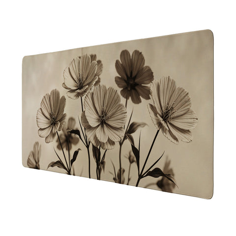 Botanische Blumen Schreibtischunterlage 69x31cm XXL Mauspad Sepia