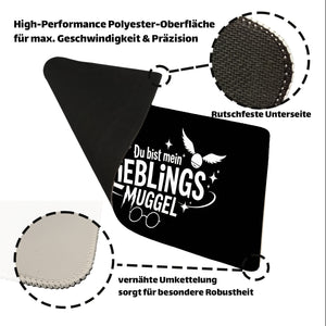 LIEBLINGS MUGGEL Schreibtischunterlage 69x31cm XXL Mauspad