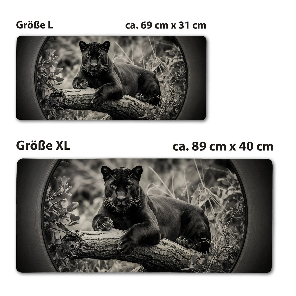 Schwarzer Panther Schreibtischunterlage 69x31cm XXL Mauspad für Kunst- und Tierliebhaber