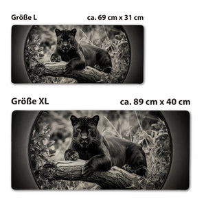 Schwarzer Panther Schreibtischunterlage 69x31cm XXL Mauspad für Kunst- und Tierliebhaber