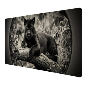 Schwarzer Panther Schreibtischunterlage 69x31cm XXL Mauspad für Kunst- und Tierliebhaber