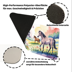 Pferde mit Schmetterlingen Schreibtischunterlage 69x31cm XXL Mauspad für Mädchen