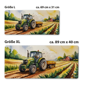 Traktor auf Feld Schreibtischunterlage 69x31cm XXL Mauspad für Jungen