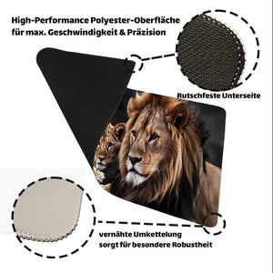Löwen Schreibtischunterlage 69x31cm XXL Mauspad für Tierfreunde im Büro