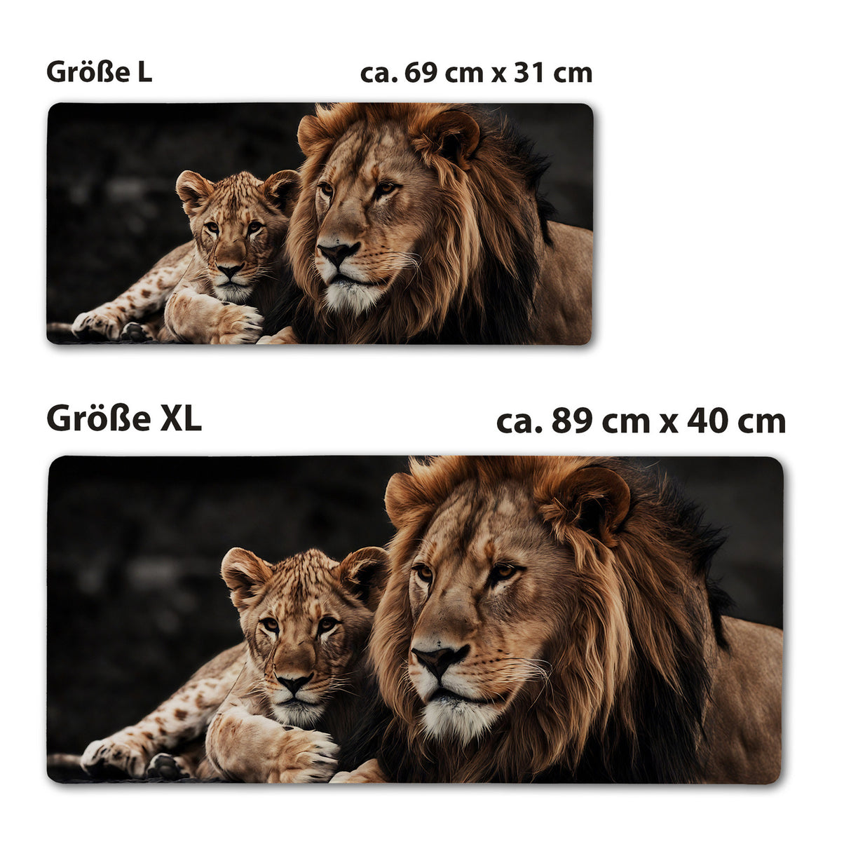 Löwen Schreibtischunterlage 69x31cm XXL Mauspad für Tierfreunde im Büro