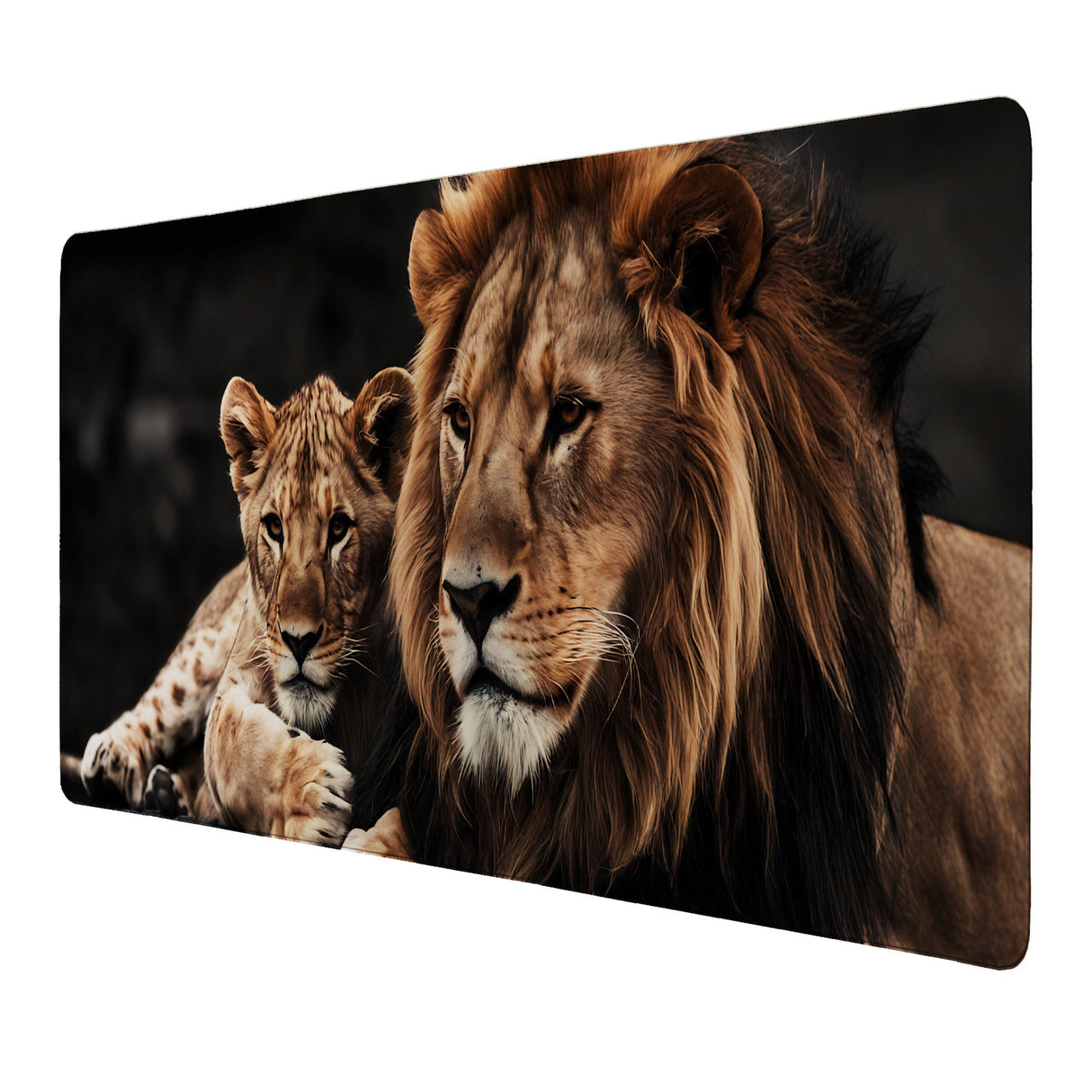 Löwen Schreibtischunterlage 69x31cm XXL Mauspad für Tierfreunde im Büro