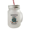 Blaues Monster mit Keks Trinkglas mit Bambusdeckel Monster lieben Kekse