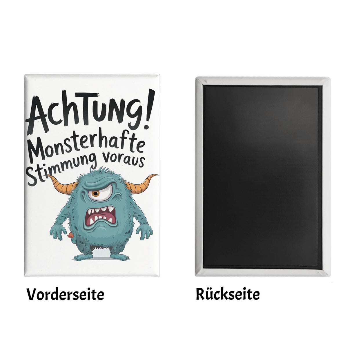 Blaues Cartoon Monster Achtung Monsterstimmung Souvenir Souvenir Magnet