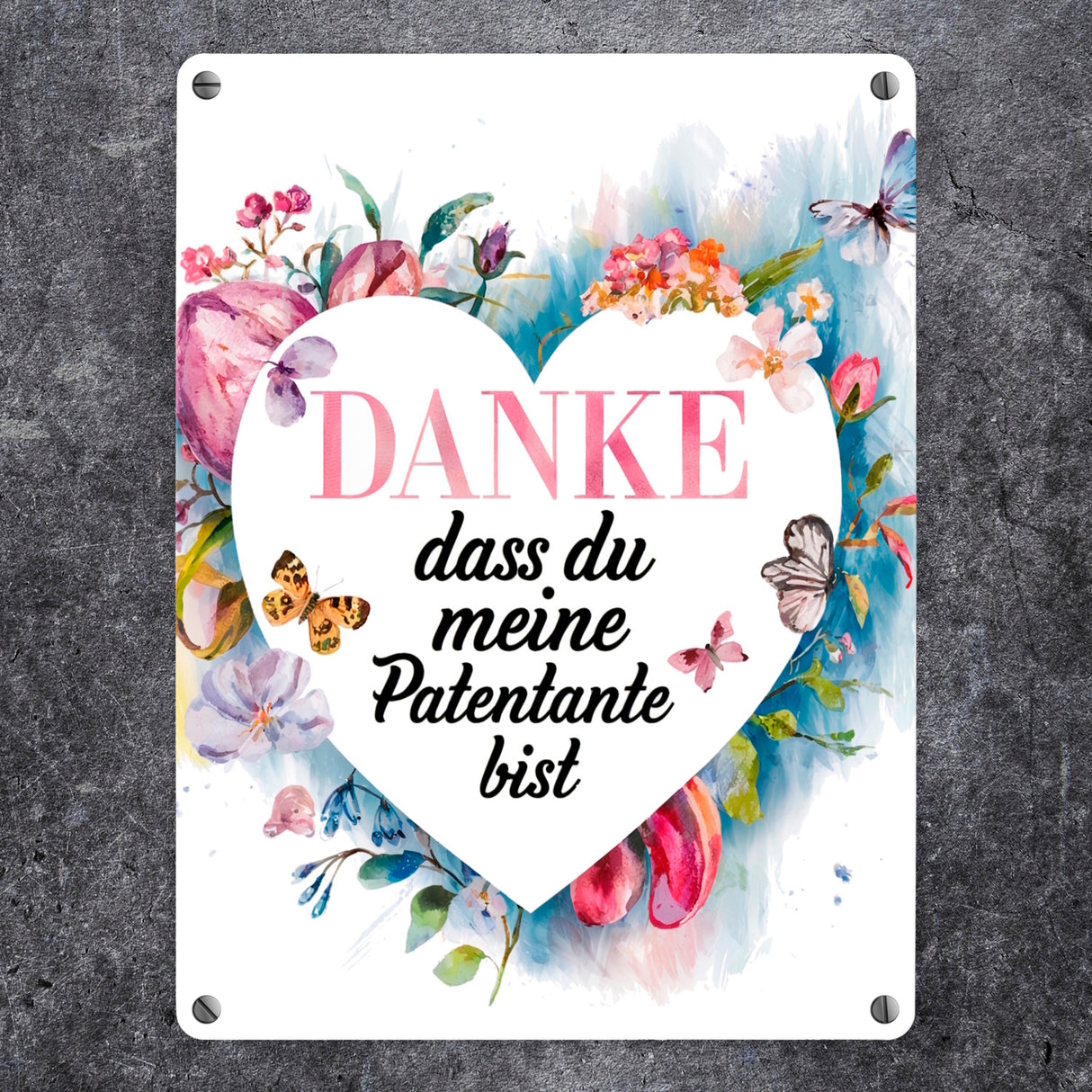 Danke Patentante Metallschild in 15x20 cm Herz Danksagung