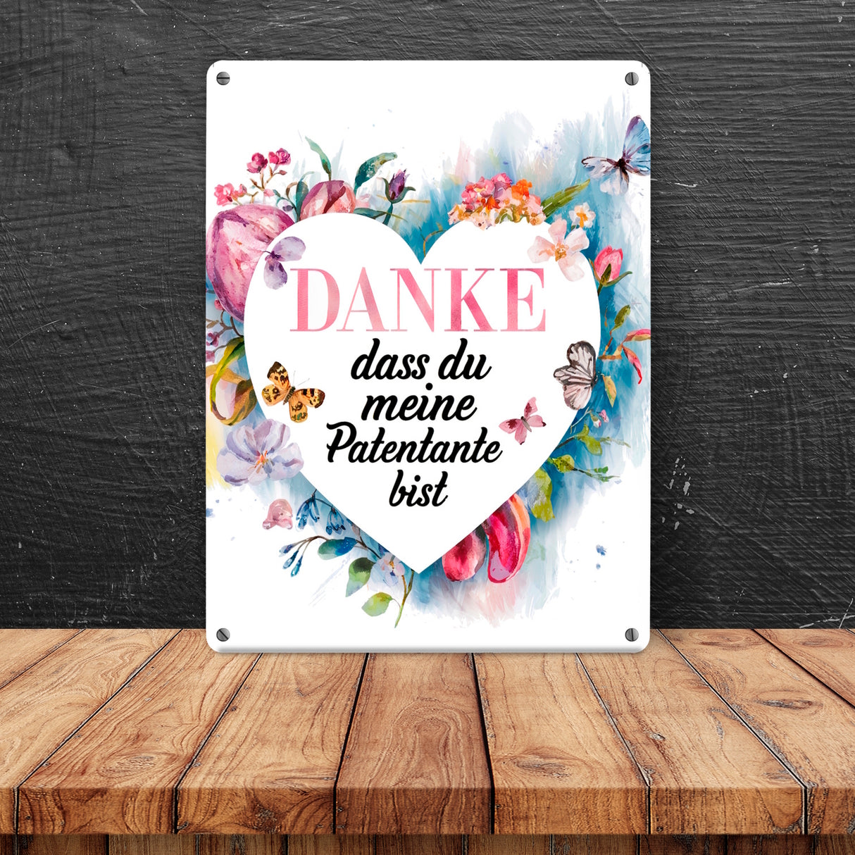 Danke Patentante Metallschild in 15x20 cm Herz Danksagung