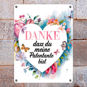 Danke Patentante Metallschild in 15x20 cm Herz Danksagung