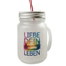 Liebe dein Leben Trinkglas mit Bambusdeckel Aquarell Design
