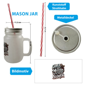 Gamer auf Mission Trinkglas mit Bambusdeckel Bitte nicht stören