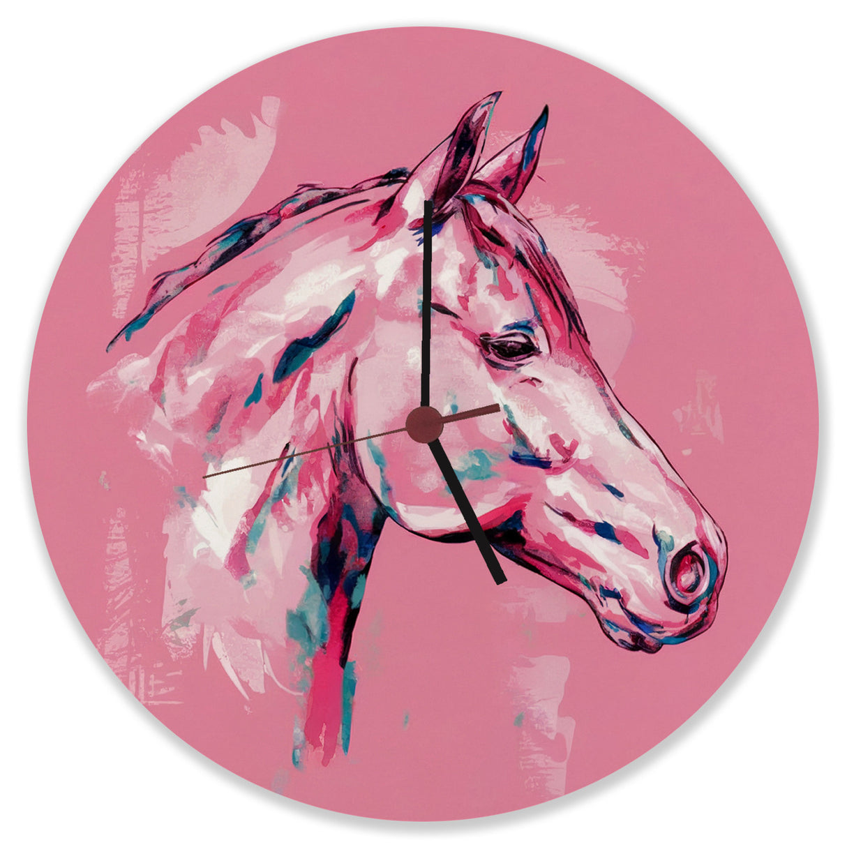 Pferdekopf im Aquarellstil Wanduhr - Kunstvolle Uhr für Pferdeliebhaber