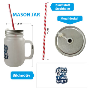 Erfolg ist Teamarbeit Trinkglas mit Bambusdeckel Typografisches Aquarell