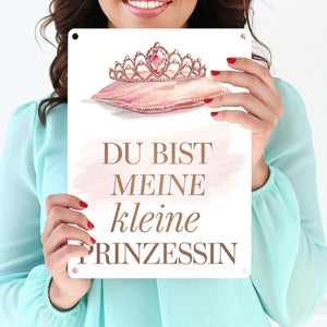 Meine kleine Prinzessin Metallschild in 15x20 cm Tiara auf Kissen