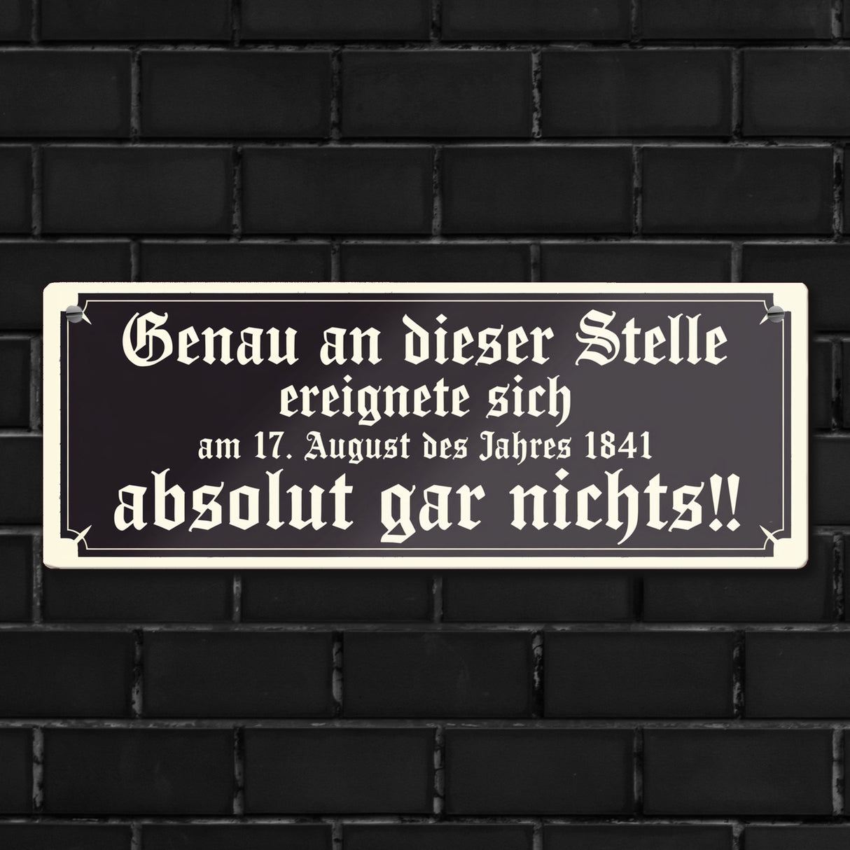 Genau an dieser Stelle ereignete sich nichts Metallschild Humor