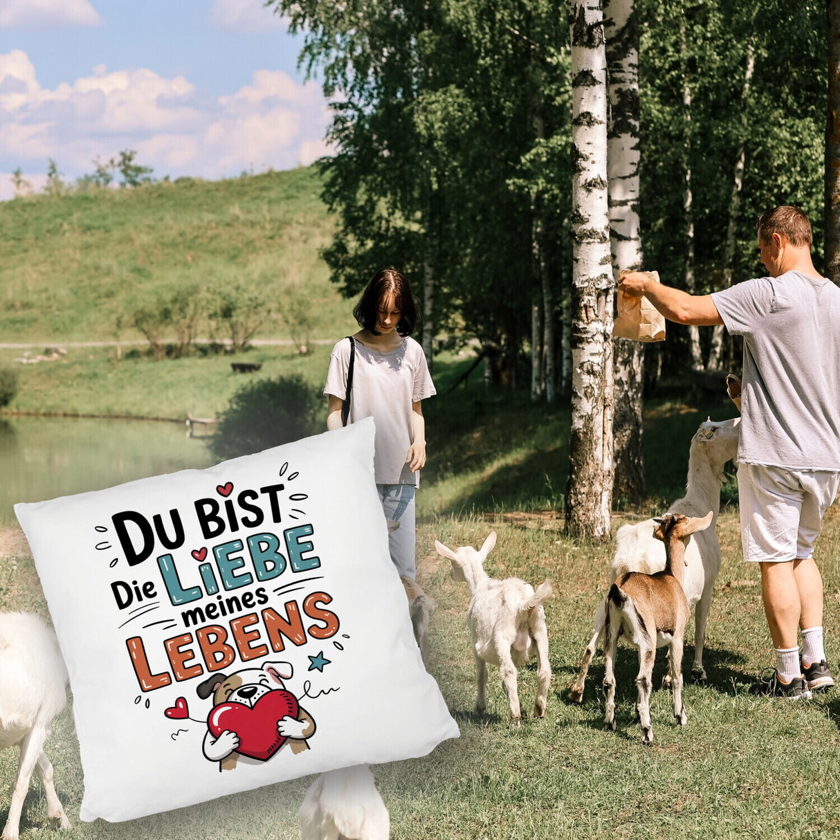 Bulldogge mit Herz Liebe meines Lebens Kissen für Tierliebhaber
